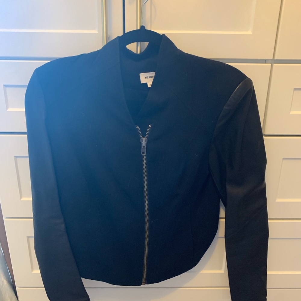 Helmut Lang Leather sleeve zip-up size small
